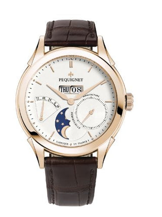 Pequignet - 9011538CG  Rue Royale Moonphase Red Gold / Silver / Black Alligator