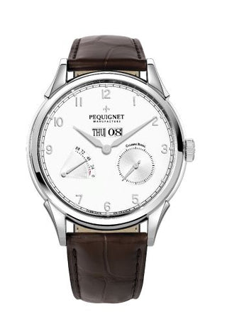 Pequignet - 9030233CG  Royale Grand Sport Silver Numerals / Brown Strap