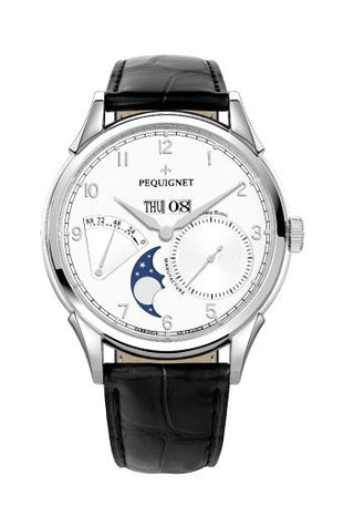 Pequignet - 9030433CN  Royale Grand Sport Moonphase Silver Numerals / Black Strap