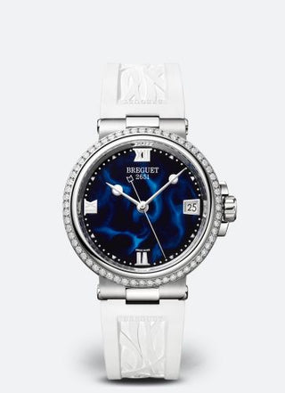 Breguet - 9518ST/E2/584/D000  Marine Dame 9518 Stainless Steel - Diamond / Blue / Rubber