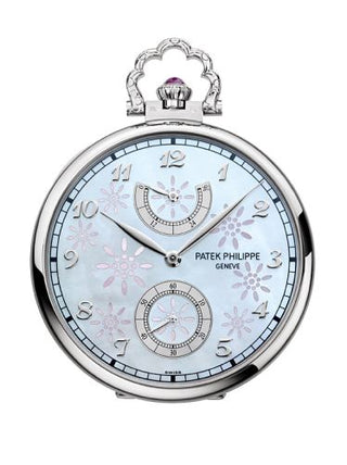 Patek Philippe - 982/140G  Pocket Watch Lepine Power Reserve White Gold / Geisha under a Cherry Tree