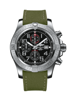 Breitling - A1337111/BC28/105W/A20BA.1  Super Avenger II Stainless Steel / Volcano Black / Military / Pin