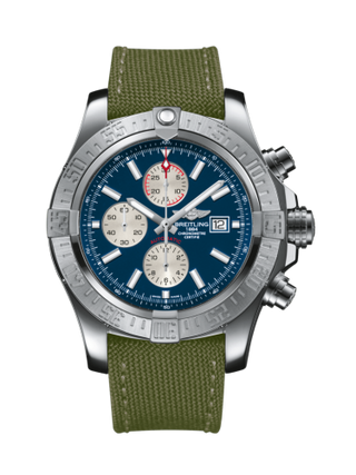 Breitling - A1337111/C871/105W/A20BA.1  Super Avenger II Stainless Steel / Mariner Blue / Military / Pin