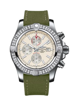 Breitling - A1337153/G779/105W/A20BA.1  Super Avenger II Stainless Steel / Diamond / Stratus Silver / Military / Pin