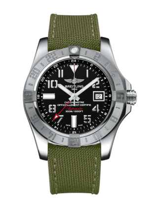 Breitling - A3239011/BC34/106W/A20BA.1  Avenger II GMT Stainless Steel / Volcano Black / Military / Pin