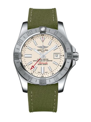 Breitling - A3239011/G778/106W/A20BA.1  Avenger II GMT Stainless Steel / Stratus Silver / Military / Pin