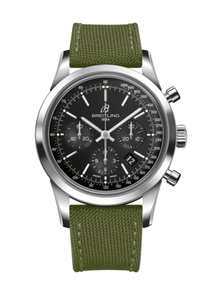 Breitling - AB015212/BA99/106W/A20BA.1  Transocean Chronograph Stainless Steel / Black / Military / Pin