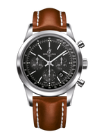 Breitling Transocean Chronograph Stainless Steel / Black / Calf / Folding (AB015212/BA99/434X/A20D.1)