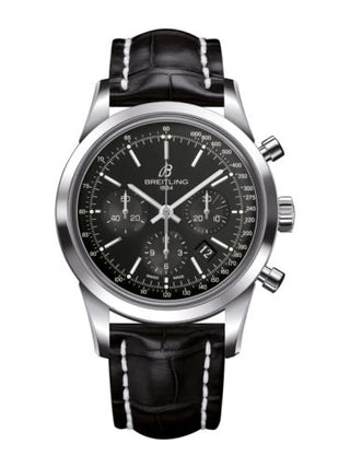 Breitling - AB015212/BA99/743P/A20BA.1  Transocean Chronograph Stainless Steel / Black / Croco / Pin