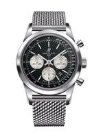 Breitling Transocean Chronograph Stainless Steel / Diamond / Black / Croco (AB015212/BF26/154A)