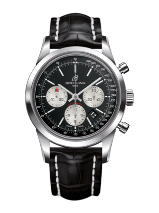 Breitling - AB015212/BF26/743P/A20BA.1  Transocean Chronograph Stainless Steel / Reverse Panda / Croco / Pin