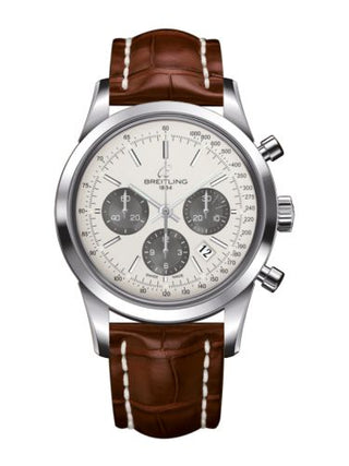 Breitling - AB015212/G724/737P/A20BA.1  Transocean Chronograph Stainless Steel / Panda / Croco / Pin