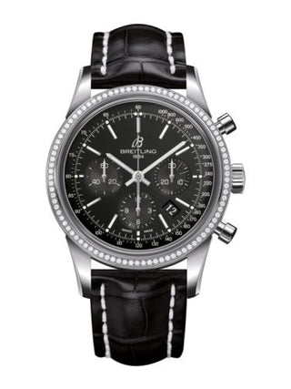 Breitling - AB015253.BA99.743P  Transocean Chronograph Stainless Steel / Diamond / Black / Croco