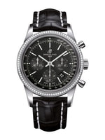 Breitling Transocean Chronograph Stainless Steel / Diamond / Black / Croco (AB015253.BA99.743P)