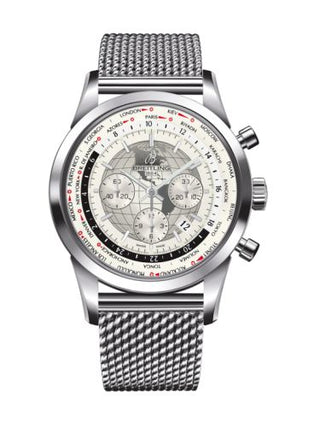 Breitling - AB0510U0.A790.152A  Transocean Chronograph Unitime Stainless Steel / Silver / Milanese