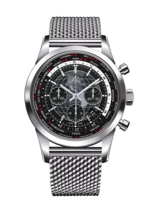 Breitling - AB0510U4.BE84.152A  Transocean Chronograph Unitime Stainless Steel / Black / Milanese