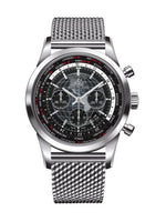 Breitling Transocean Chronograph Unitime Stainless Steel / Black / Calf (AB0510U4.BE84.152A)