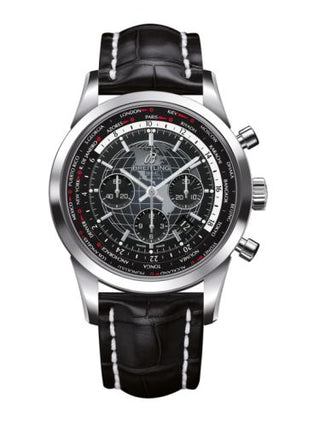 Breitling - AB0510U4.BE84.760P  Transocean Chronograph Unitime Stainless Steel / Black / Croco