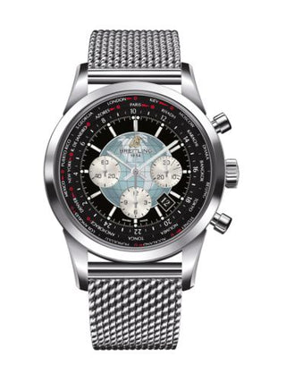 Breitling - AB0510U4B.B62.152A  Transocean Chronograph Unitime Stainless Steel / Black / Milanese