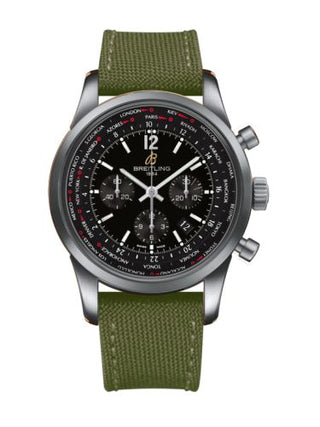 Breitling - AB0510U6.BC26.105W  Transocean Chronograph Unitime Pilot Stainless Steel / Black / Military