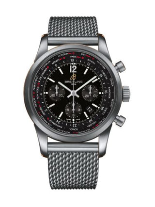 Breitling - AB0510U60.BC26.159A   Transocean Chronograph Unitime Pilot Stainless Steel / Black / Milanese