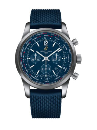 Breitling - AB0510U9.C879.277S  Transocean Chronograph Unitime Pilot Stainless Steel / Blue / Rubber