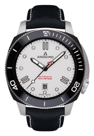 Anonimo - AM-1002.05.003.A05  Nautilo Automatic Stainless Steel / DLC / White / Leather