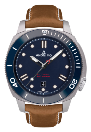 Anonimo - AM-1002.06.004.A06  Nautilo Automatic Stainless Steel / Blue / Leather