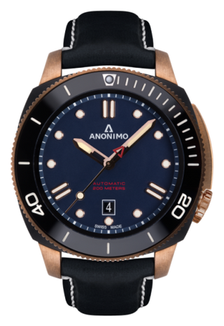 Anonimo - AM-1002.08.005.A05  Nautilo Automatic Bronze / DLC / Blue / Leather