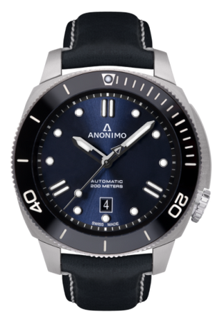 Anonimo - AM-1002.09.006.A03  Nautilo Automatic Stainless Steel / Navy Blue / Leather