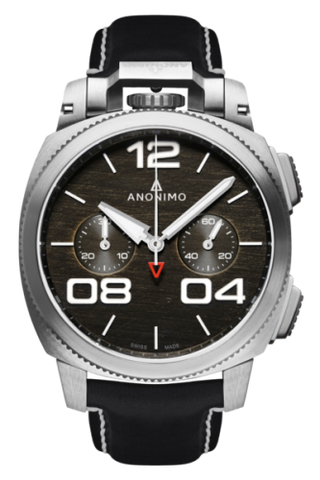 Anonimo - AM-1120.01.001.A01  Militare Chrono Stainless Steel / Black / Leather