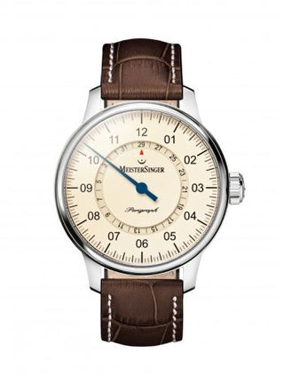 MeisterSinger - BM1003  Perigraph Stainless Steel / Cream / Strap