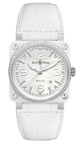 Bell & Ross - BR0392-WH-C-D/SCA  BR 03 92 White Ceramic / Diamond