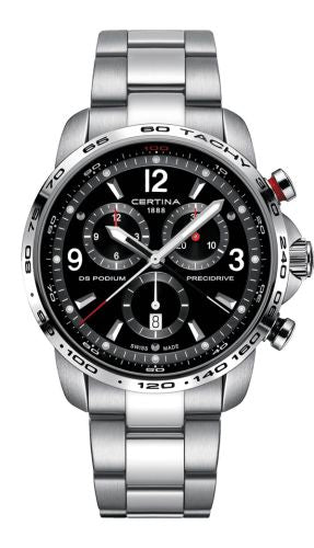 Certina - C001.647.11.057.00  DS Podium Big Size Chrono 1/100 Sec Stainless Steel / Black / Bracelet