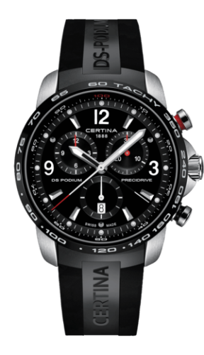 Certina - C001.647.27.057.00  DS Podium Big Size Chrono 1/100 Sec Stainless Steel / PVD / Black / Rubber