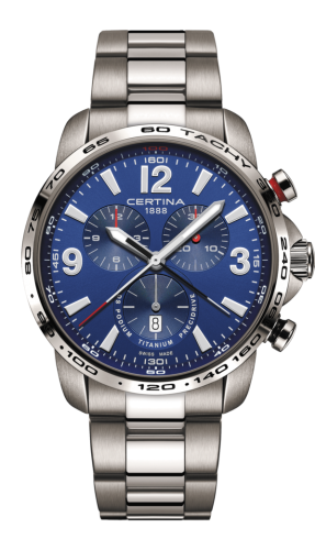 Certina - C001.647.44.047.00  DS Podium Big Size Chrono 1/100 Sec Titanium / Blue