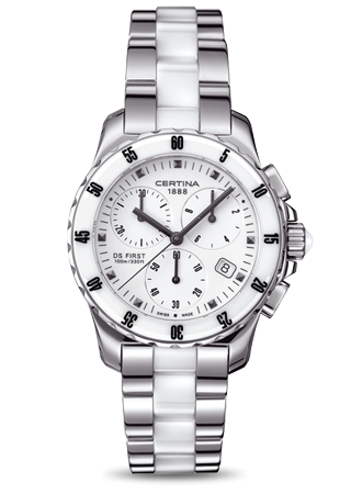 Certina - c0142171101101  DS First Lady Ceramic Chrono White Bracelet