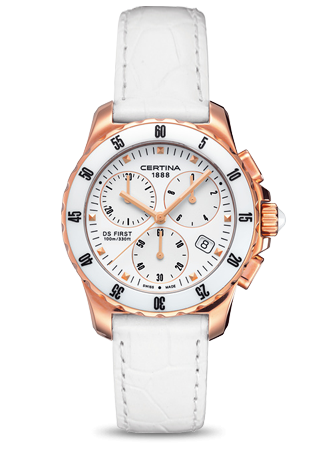 Certina - C0142173601100  DS First Lady Ceramic Chrono Rose White