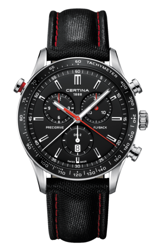 Certina - C024.618.16.051.00  DS-2 Chronograph Flyback Stainless Steel / Black / Strap