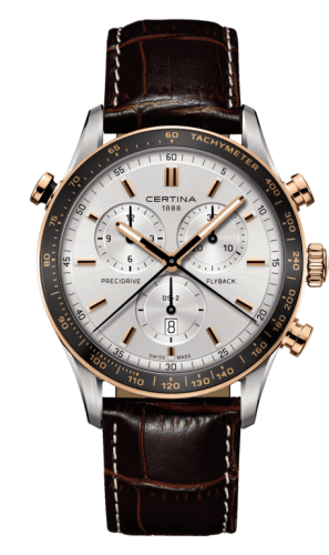 Certina - C024.618.26.031.00  DS 2 Chronograph Flyback Stainless Steel / Rose Gold PVD / Silver / Strap