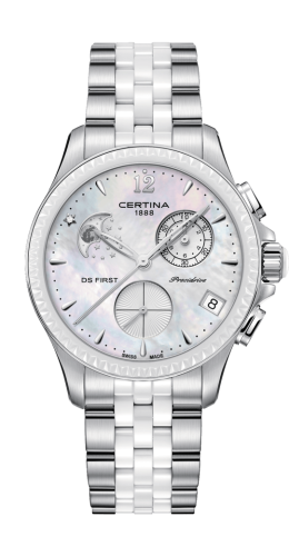 Certina - C030.250.11.106.00  Ds First Lady Chronograph Moon Phase Stainless Steel - Ceramic / MOP / Bracelet