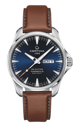 Certina - C032.430.16.041.00  DS Action Powermatic 80 Day-Date Stainless Steel / Blue / Strap