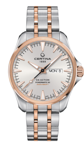 Certina - C032.430.22.031.00  DS Action Powermatic 80 Day-Date Stainless Steel / Rose Gold PVD / Silver / Bracelet