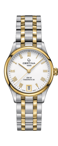 Certina - C033.207.22.013.00  DS-8 Powermatic 80 Lady Stainless Steel / Yellow Gold PVD / White / Bracelet