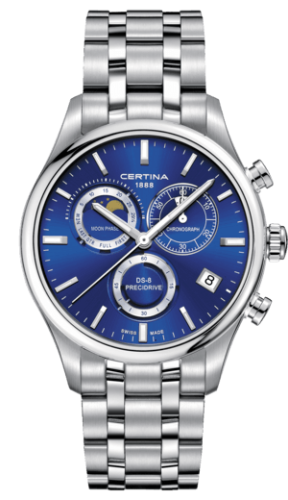 Certina - C033.450.11.041.00  DS-8 Chronograph Moon Phase Stainless Steel / Blue / Bracelet