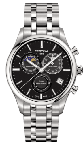 Certina - C033.450.11.051.00  DS-8 Chronograph Moon Phase Stainless Steel / Black / Bracelet