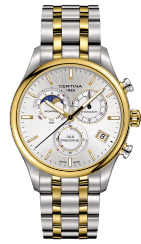 Certina - C033.450.22.031.00  DS-8 Chronograph Moon Phase Stainless Steel / Gold / Bracelet