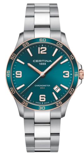 Certina - C033.851.21.097.00  DS-8 Chronometer 41.5 Stainless Steel - Rose Gold / Green / Bracelet