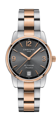 Certina - C034.210.22.087.00  DS Podium 33 Stainless Steel / Rose Gold PVD / Grey / Bracelet