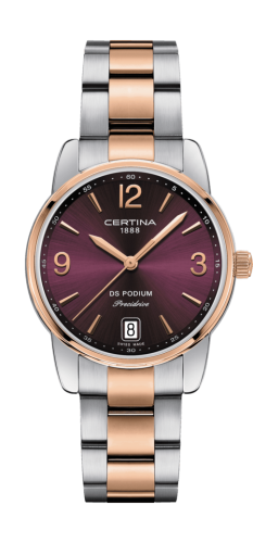 Certina - C034.210.22.427.00  DS Podium 33 Stainless Steel / Rose Gold PVD / Red / Bracelet